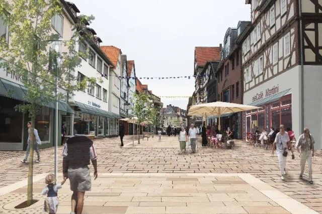 Frankenberg, Visualisierung der Neugestaltung der Fußgängerzone in © Büro UmbauStadt