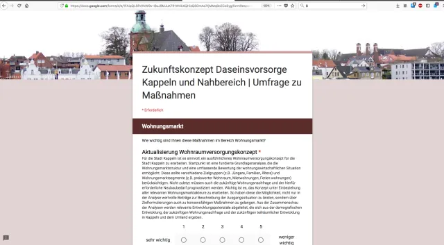 Online-Umfrage beim Zukunftskonzept Daseinvorsorge Kappeln 2018