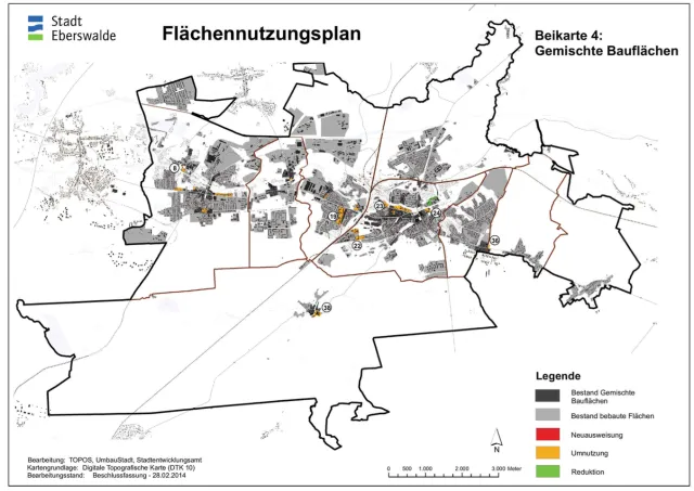 Beikarte zur Darstellung der Entwicklung von gemischten Bauflächen