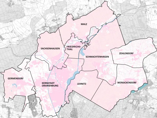 Gesamtstadt Oranienburg mit 8 Ortsteilen