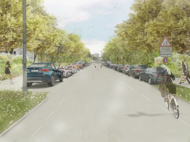 Neuaubing: Fotomontage für die Wiesentfelserstr. <abbr>NEU</abbr>