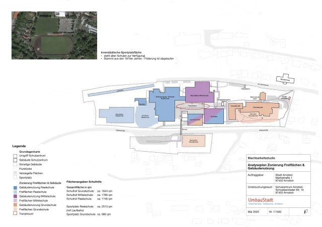 <abbr>MS</abbr> Schulcampus Arnstein_Analyse Zonierung Gebäude und Freiflächen