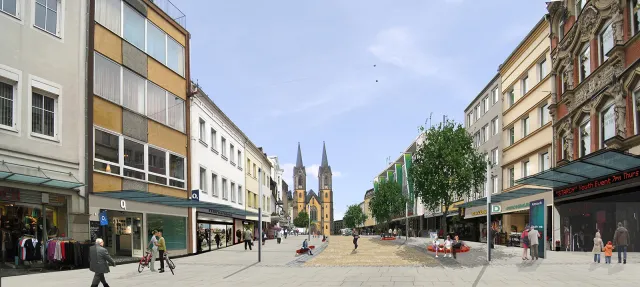 Hof/Saale: Fußgängerzone, Aufwertungskonzept (Bildmontage)