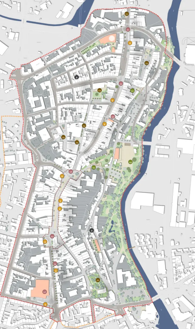 Hof/Saale: Projektstandorte des Stadtteilkonzepts Kernstadt
