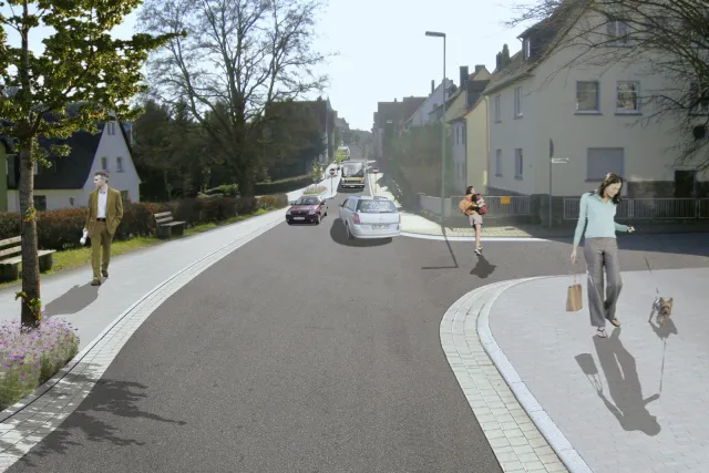 Grünberg: Bahnhofstraße nach einer möglichen Umgestaltung (Bildmontage)